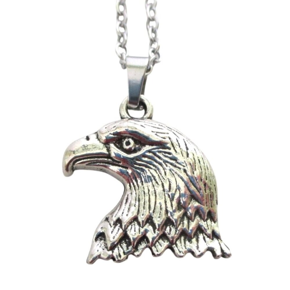 New Eagle Head Pendant Necklace on 18" Stainless Chain Bird Jewelry Unisex Gift